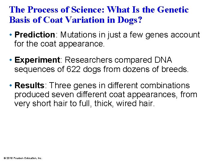 The Process of Science: What Is the Genetic Basis of Coat Variation in Dogs?