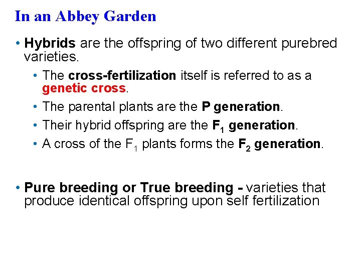 In an Abbey Garden • Hybrids are the offspring of two different purebred varieties.
