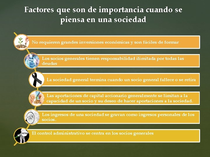 Factores que son de importancia cuando se piensa en una sociedad No requieren grandes