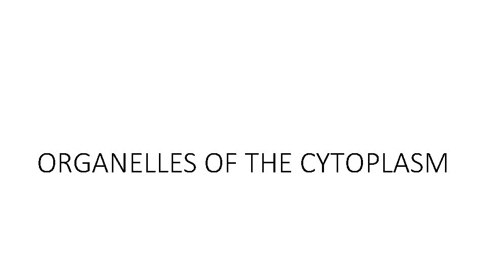 ORGANELLES OF THE CYTOPLASM 