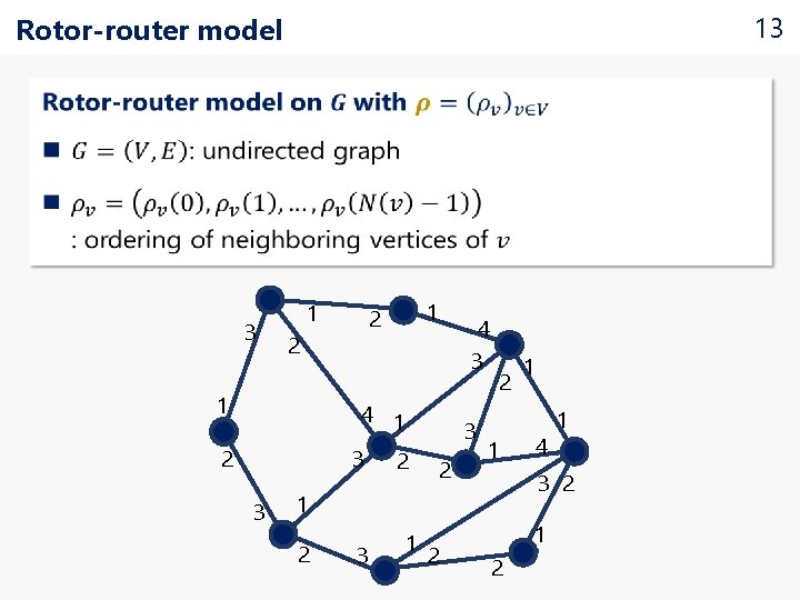 13 Rotor-router model 3 1 2 1 1 2 4 3 4 1 3