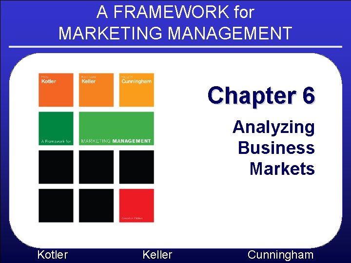 A FRAMEWORK for MARKETING MANAGEMENT Chapter 6 Analyzing Business Markets Kotler Keller Cunningham 