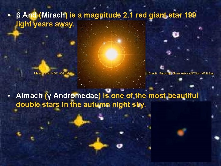  • β And (Mirach) is a magnitude 2. 1 red giant star 199