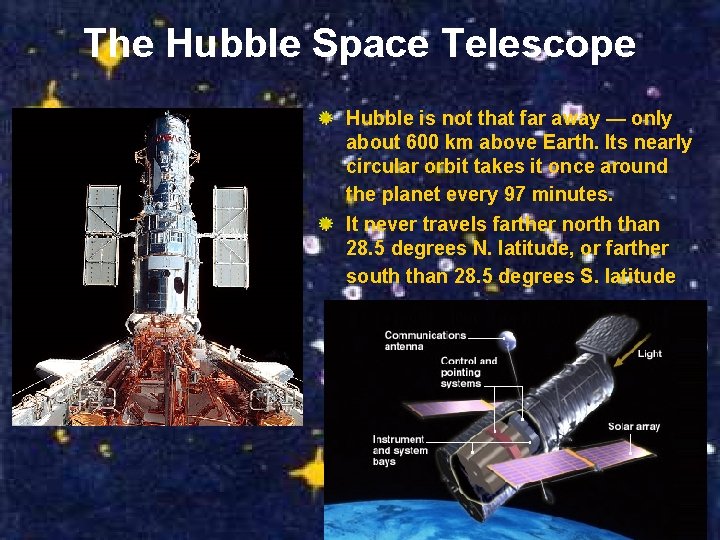 The Hubble Space Telescope Hubble is not that far away — only about 600