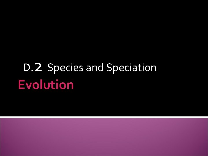 D. 2 Species and Speciation Evolution 