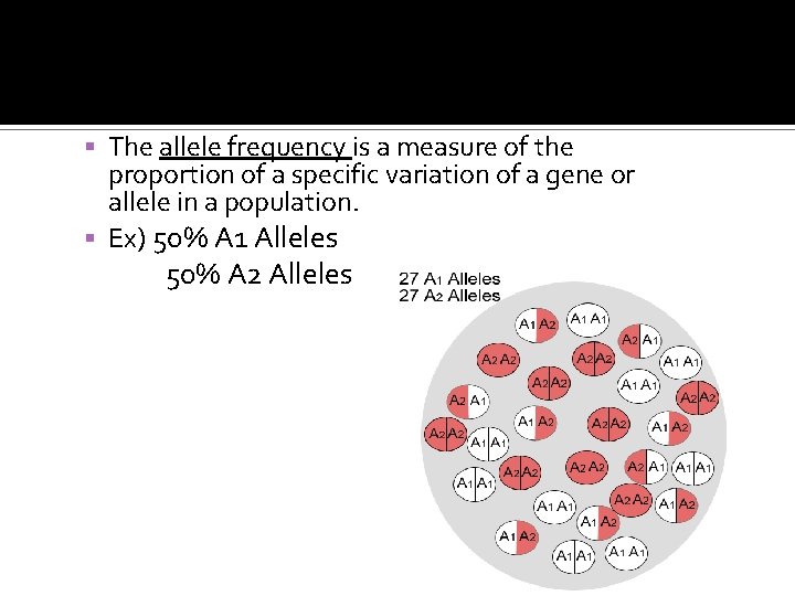  The allele frequency is a measure of the proportion of a specific variation