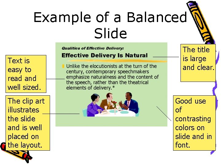 Example of a Balanced Slide Text is easy to read and well sized. The