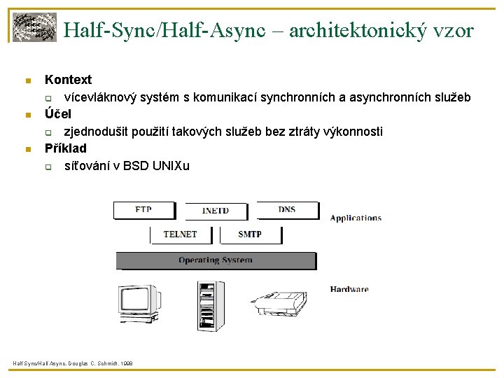 Half-Sync/Half-Async – architektonický vzor Kontext vícevláknový systém s komunikací synchronních a asynchronních služeb Účel