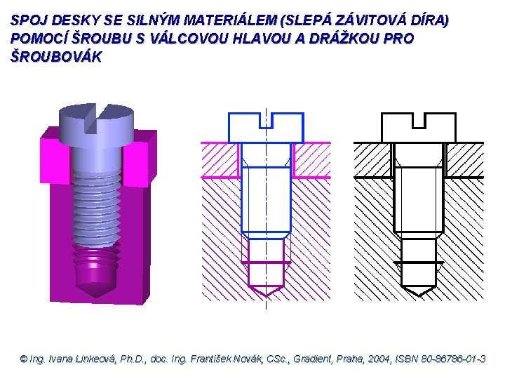 SPOJ DESKY SE SILNÝM MATERIÁLEM (SLEPÁ ZÁVITOVÁ DÍRA) POMOCÍ ŠROUBU S VÁLCOVOU HLAVOU A