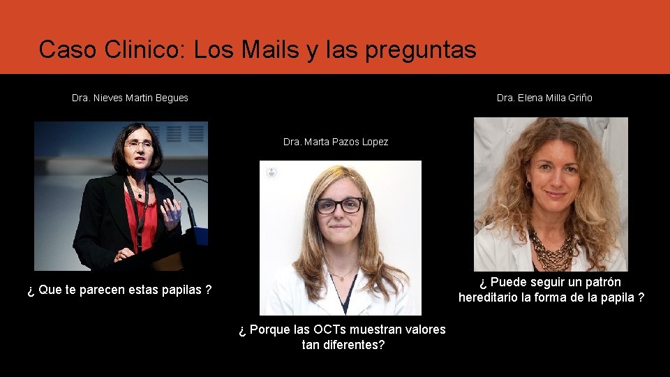 Caso Clinico: Los Mails y las preguntas Dra. Nieves Martin Begues Dra. Elena Milla