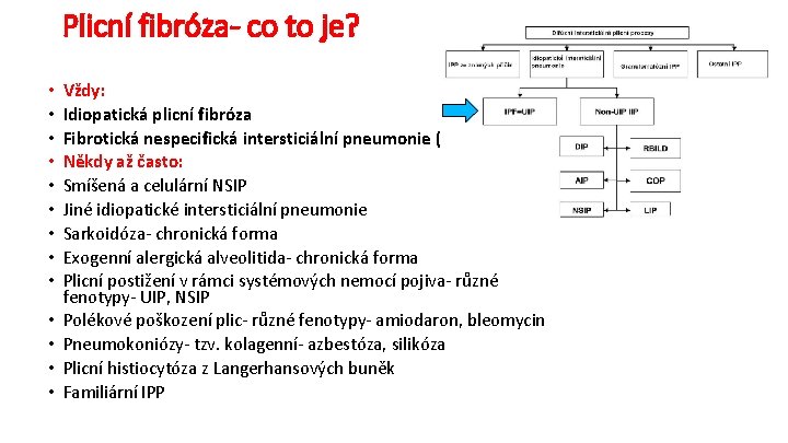 Plicní fibróza- co to je? • • • • Vždy: Idiopatická plicní fibróza Fibrotická