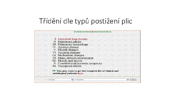 Třídění dle typů postižení plic 