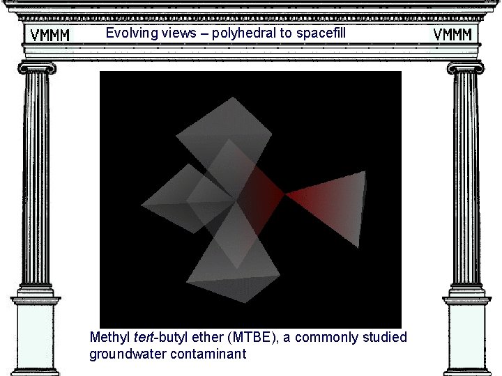 Evolving views – polyhedral to spacefill Methyl tert-butyl ether (MTBE), a commonly studied groundwater