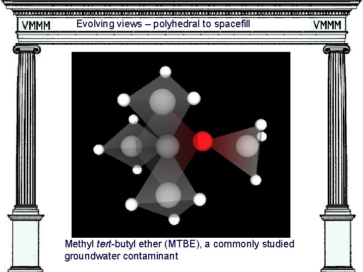 Evolving views – polyhedral to spacefill Methyl tert-butyl ether (MTBE), a commonly studied groundwater