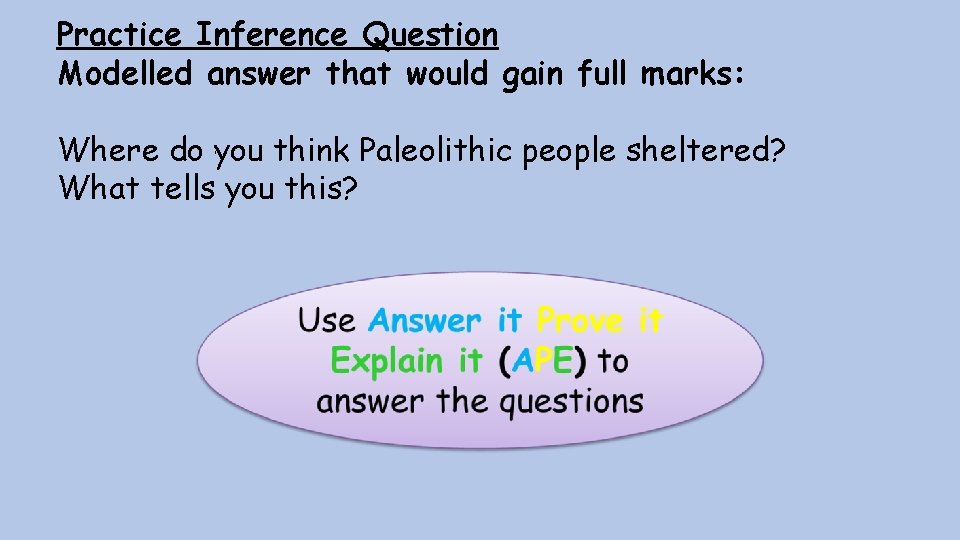 Practice Inference Question Modelled answer that would gain full marks: Where do you think