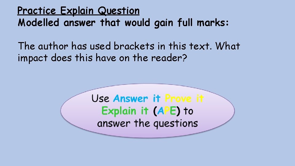 Practice Explain Question Modelled answer that would gain full marks: The author has used