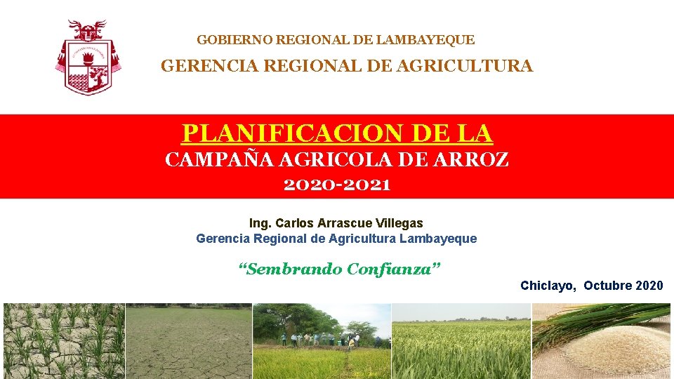 GOBIERNO REGIONAL DE LAMBAYEQUE GERENCIA REGIONAL DE AGRICULTURA PLANIFICACION DE LA CAMPAÑA AGRICOLA DE