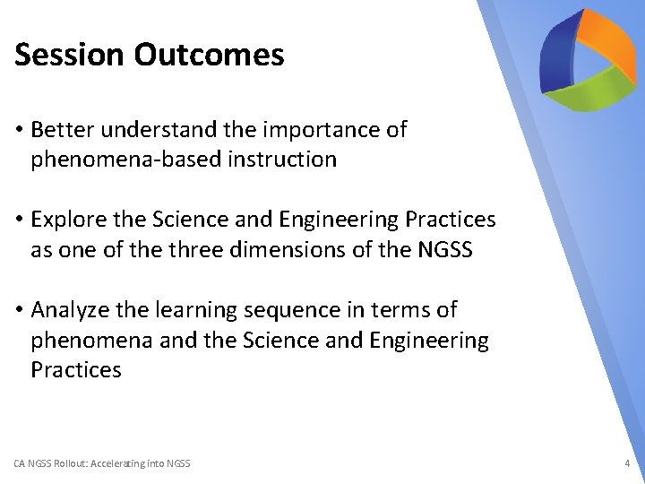Session Outcomes • Better understand the importance of phenomena-based instruction • Explore the Science