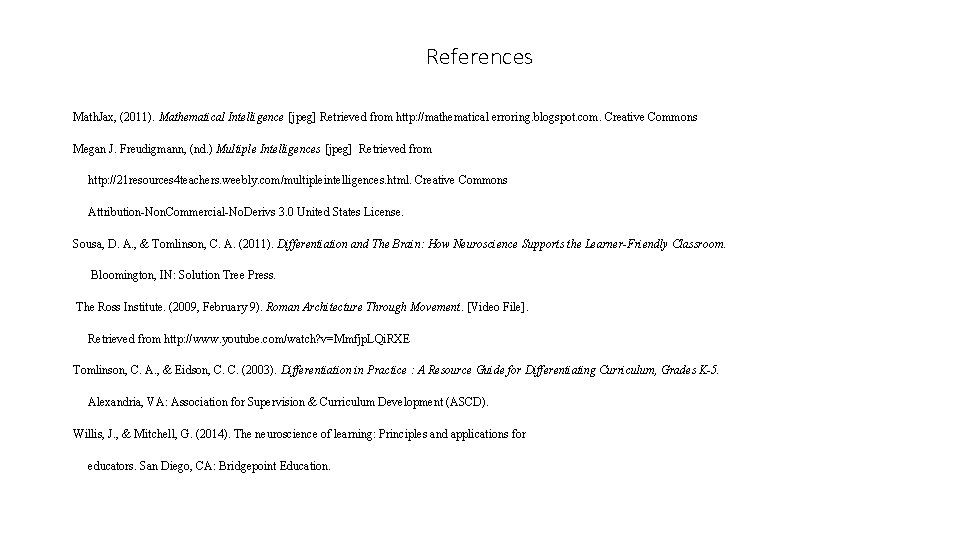 References Math. Jax, (2011). Mathematical Intelligence [jpeg] Retrieved from http: //mathematical erroring. blogspot. com.