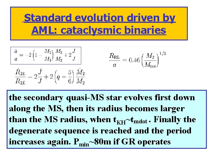 Standard evolution driven by AML: cataclysmic binaries the secondary quasi-MS star evolves first down