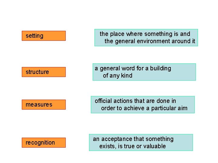 setting the place where something is and the general environment around it structure a