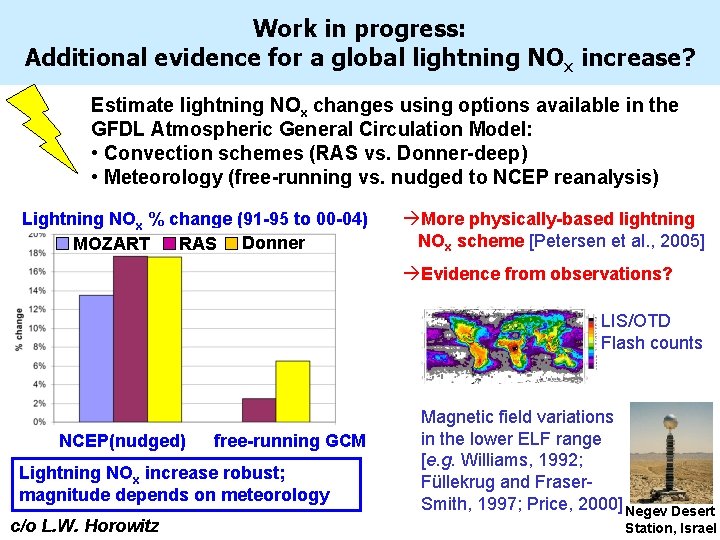 Work in progress: Additional evidence for a global lightning NOx increase? Estimate lightning NOx