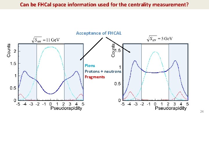 Can be FHCal space information used for the centrality measurement? Acceptance of FHCAL Pions