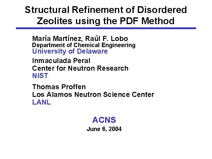 Structural Refinement of Disordered Zeolites using the PDF