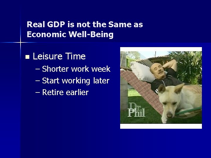 Real GDP is not the Same as Economic Well-Being n Leisure Time – Shorter