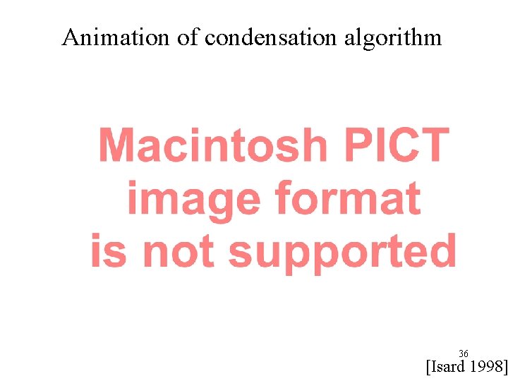 Animation of condensation algorithm 36 [Isard 1998] 