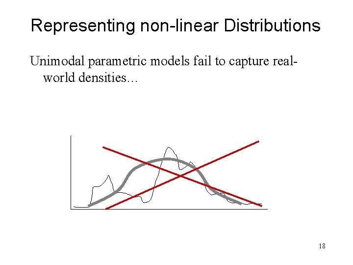 Representing non-linear Distributions Unimodal parametric models fail to capture realworld densities… 18 
