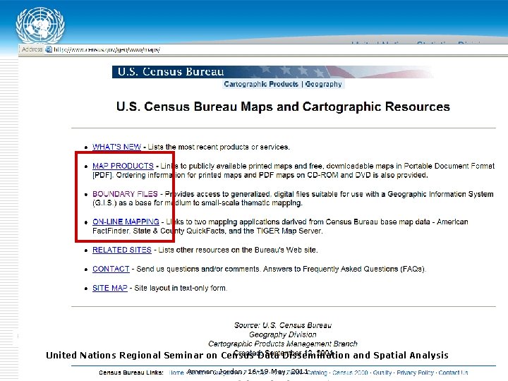 US - Census Bureau United Nations Regional Seminar on Census Data Dissemination and Spatial