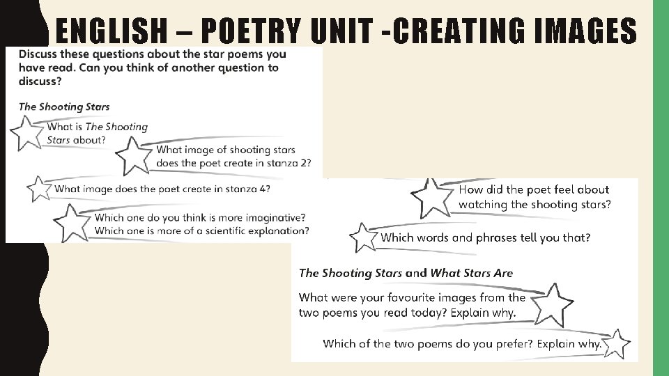 ENGLISH – POETRY UNIT -CREATING IMAGES 