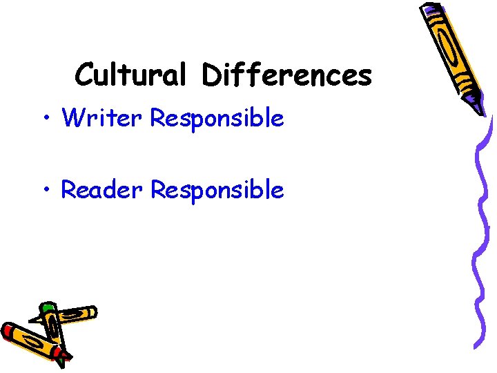 Cultural Differences • Writer Responsible • Reader Responsible 