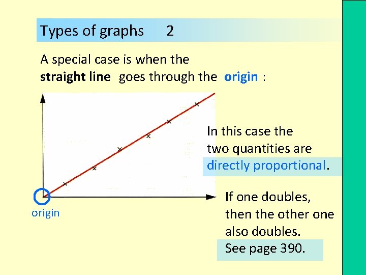 Types of graphs 2 A special case is when the straight line goes through