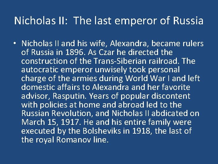 Nicholas II: The last emperor of Russia • Nicholas II and his wife, Alexandra,