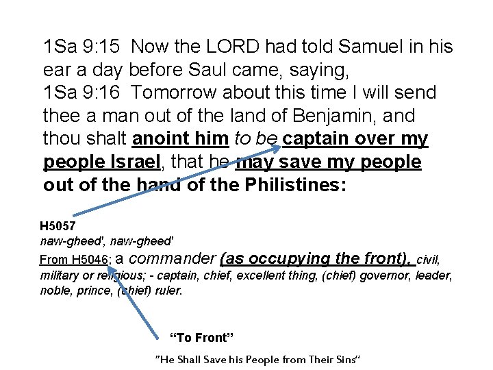 1 Sa 9: 15 Now the LORD had told Samuel in his ear a