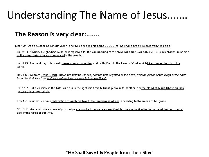 Understanding The Name of Jesus. . . . The Reason is very clear: .
