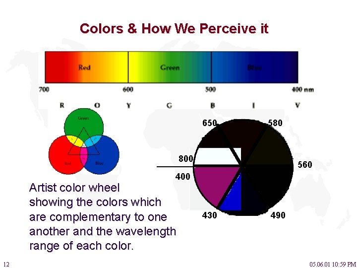 Colors & How We Perceive it 650 580 800 560 400 Artist color wheel