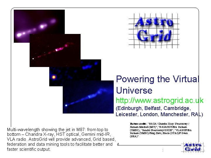 Powering the Virtual Universe http: //www. astrogrid. ac. uk (Edinburgh, Belfast, Cambridge, Leicester, London,