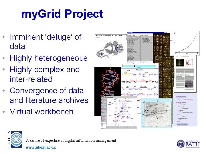 my. Grid Project • Imminent ‘deluge’ of data • Highly heterogeneous • Highly complex