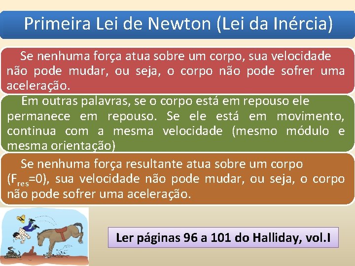 Primeira Lei de Newton (Lei da Inércia) Se nenhuma força atua sobre um corpo,
