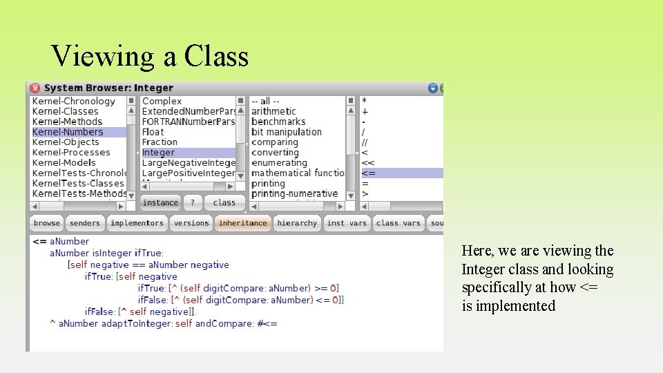 Viewing a Class Here, we are viewing the Integer class and looking specifically at