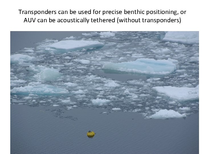 Transponders can be used for precise benthic positioning, or AUV can be acoustically tethered