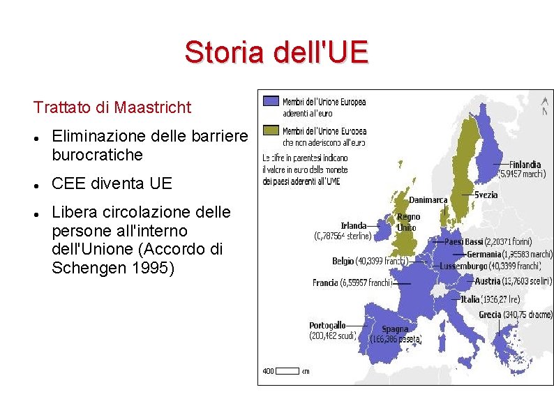 Storia dell'UE Trattato di Maastricht Eliminazione delle barriere burocratiche CEE diventa UE Libera circolazione