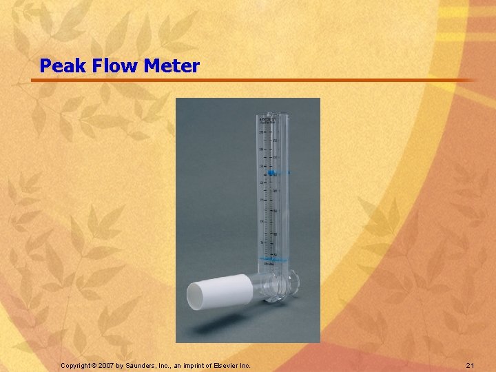 Peak Flow Meter Copyright © 2007 by Saunders, Inc. , an imprint of Elsevier