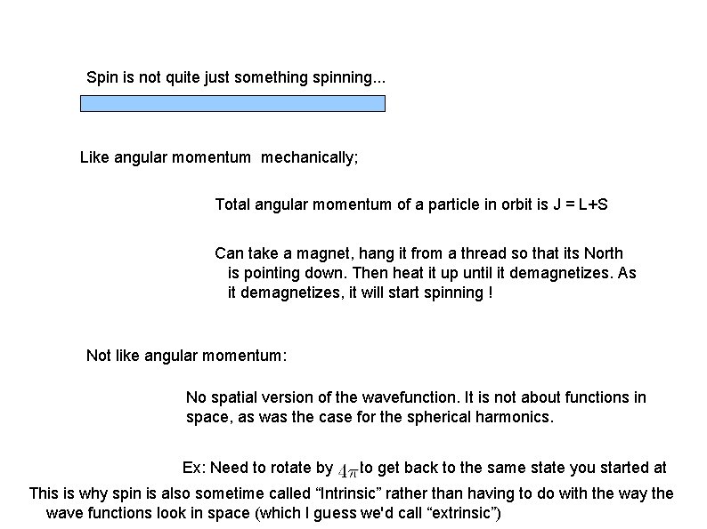 Spin is not quite just something spinning. . . Like angular momentum mechanically; Total