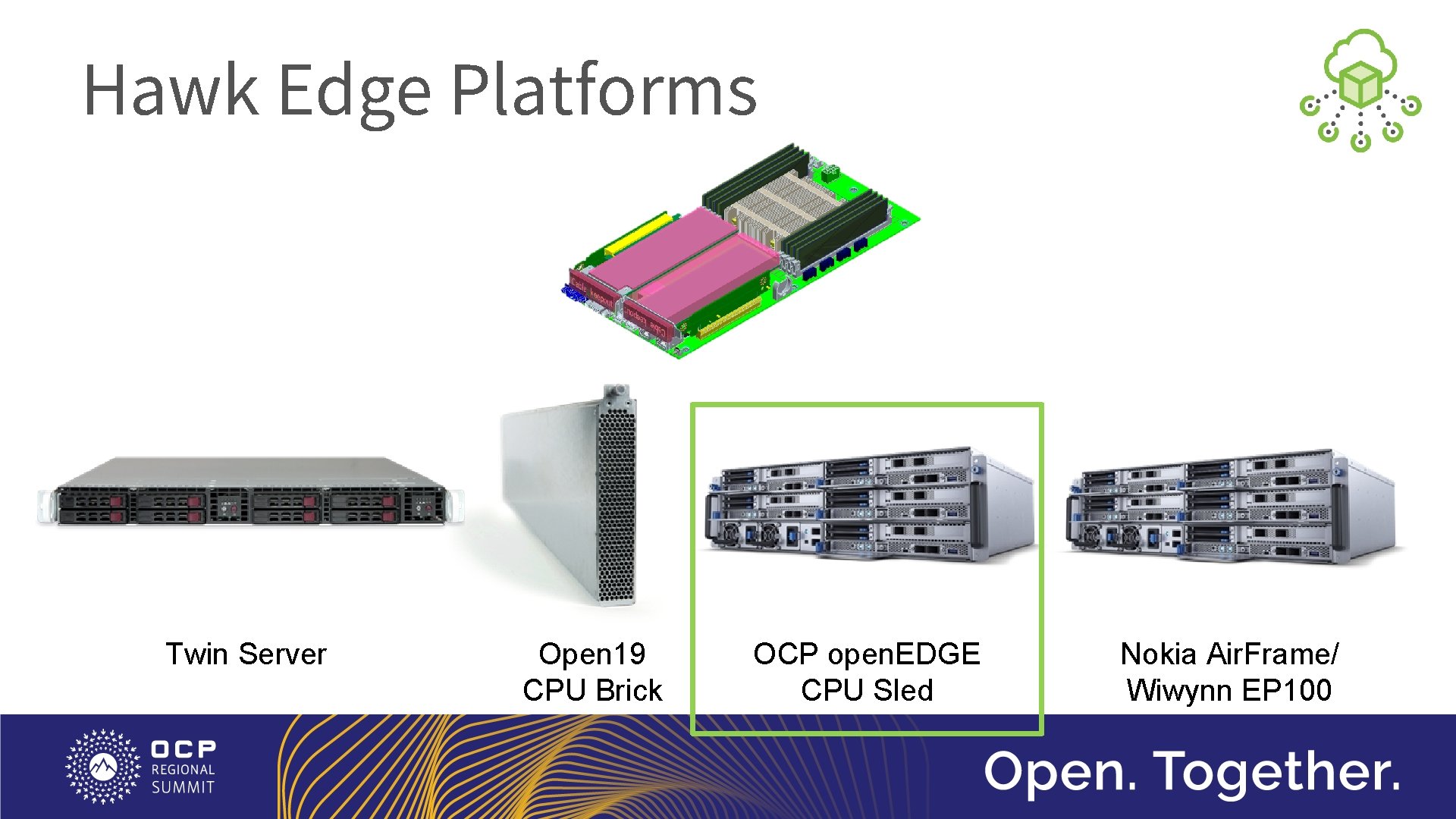 Hawk Edge Platforms Twin Server Open 19 CPU Brick OCP open. EDGE CPU Sled