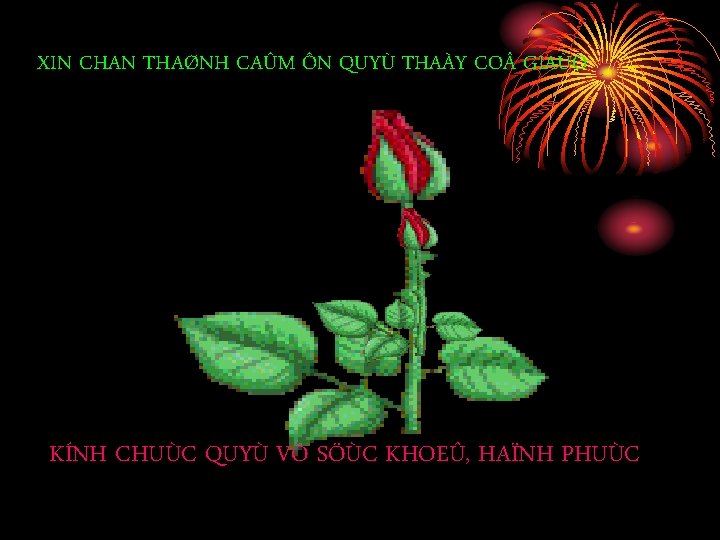 XIN CHAN THAØNH CAÛM ÔN QUYÙ THAÀY CO GIAÙO KÍNH CHUÙC QUYÙ VÒ SÖÙC