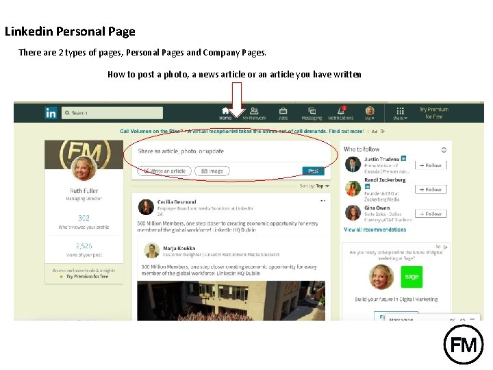 Linkedin Personal Page There are 2 types of pages, Personal Pages and Company Pages.